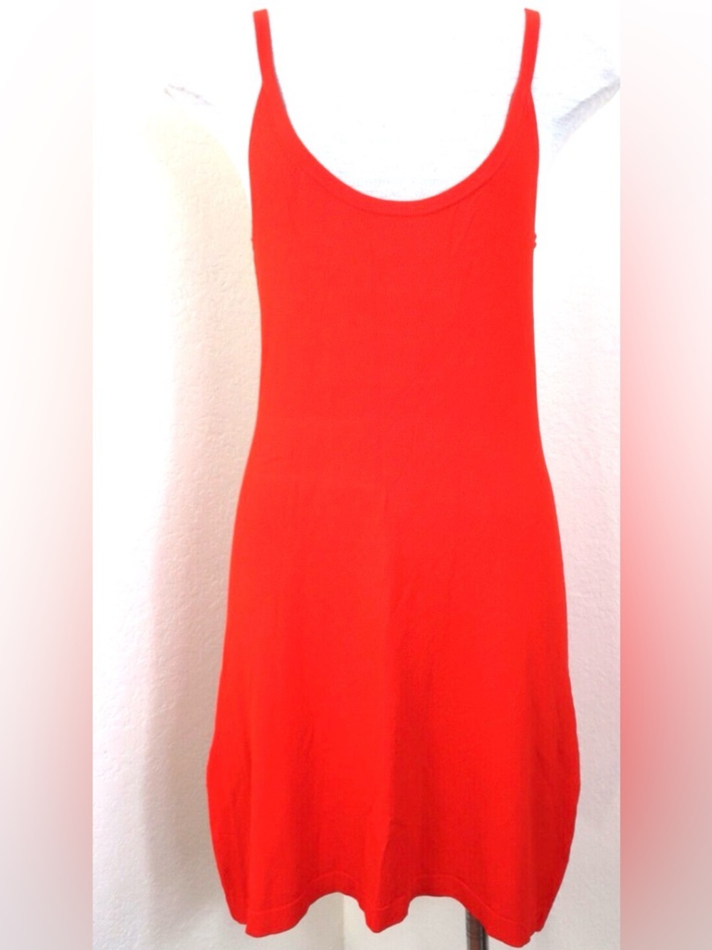 ALTUZZARA Red Knitted Viscose Spaghetti Strap Slip-on Tank Top Dress Small